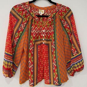 Fig and Flower  Top Sz M Multicolor Floral Paisley boho